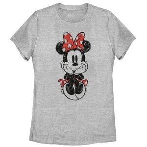 Disney Minnie Mouse Sitting Sketch T-Shirt Athletic Heather Gray Size Medium NEW